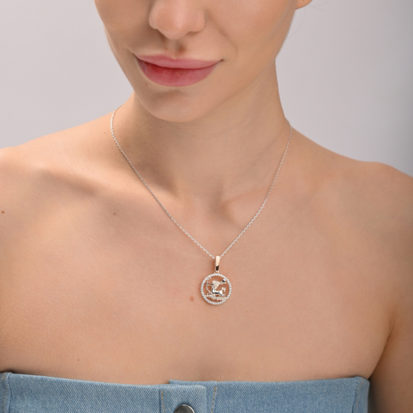 Підвіска знак зодіаку "Стрілець" срібна з пластинами золота