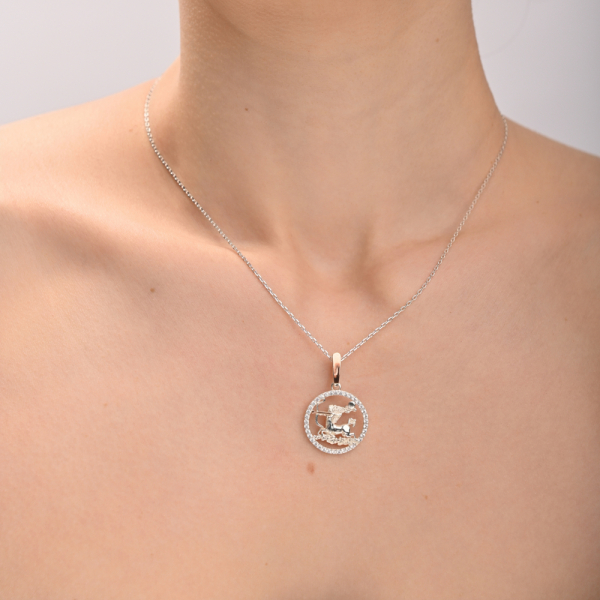 Підвіска знак зодіаку "Стрілець" срібна з пластинами золота