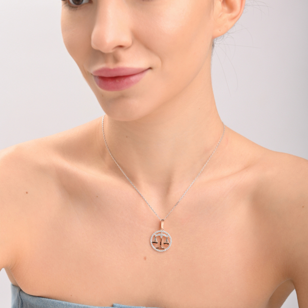 Підвіска знак зодіаку "Терези" срібна з пластинами золота