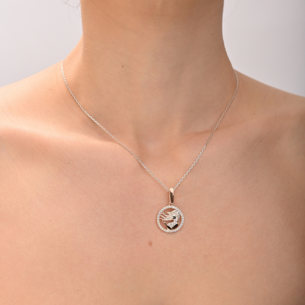 Підвіска знак зодіаку "Діва" срібна з пластинами золота