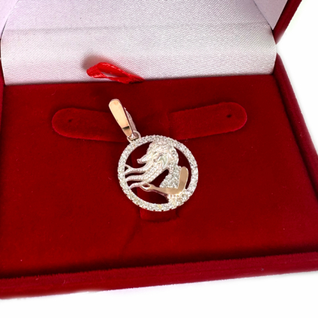 Підвіска знак зодіаку "Діва" срібна з пластинами золота