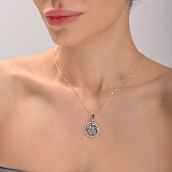 Підвіска знак зодіаку "Лев" срібна з пластинами золота