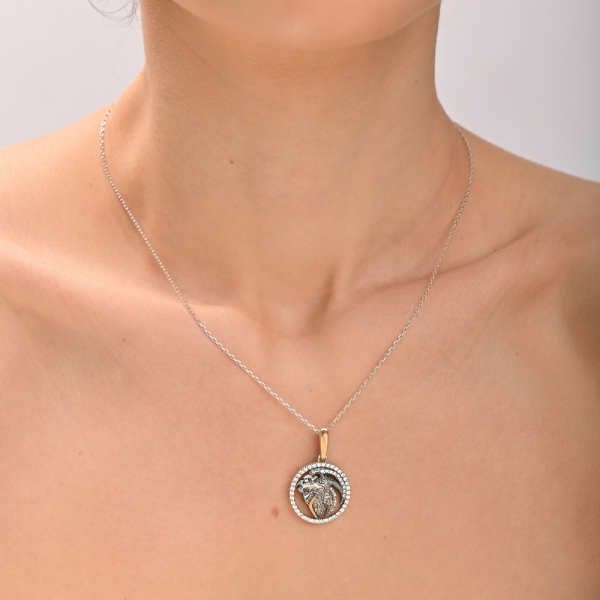 Підвіска знак зодіаку "Лев" срібна з пластинами золота