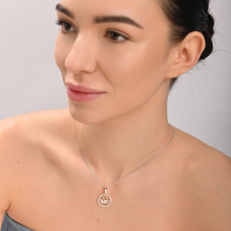 Подвес знак зодиака "Рак" из серебра с пластинами золота