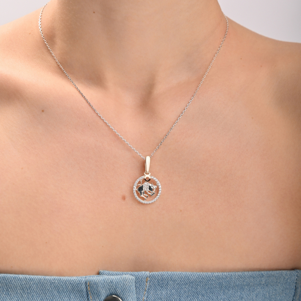 Подвес знак зодиака "Телец" из серебра с пластинами золота