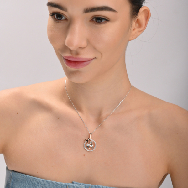 Подвес знак зодиака "Овен" из серебра с пластинами золота