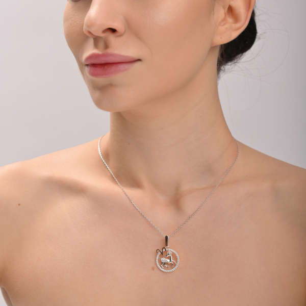 Подвес знак зодиака "Овен" из серебра с пластинами золота