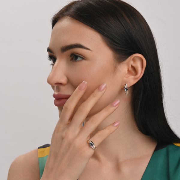 Серебряные сережки с золотыми вставками