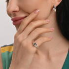 Серебряное кольцо с золотыми вставками