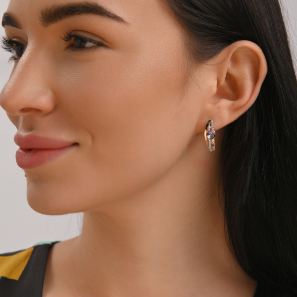 Серебряные сережки с золотыми вставками