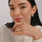 Срібна каблучка з золотоми вставками та перлиною