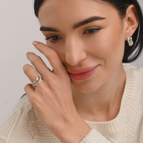 Серебряный гарнитур с золотыми пластинами