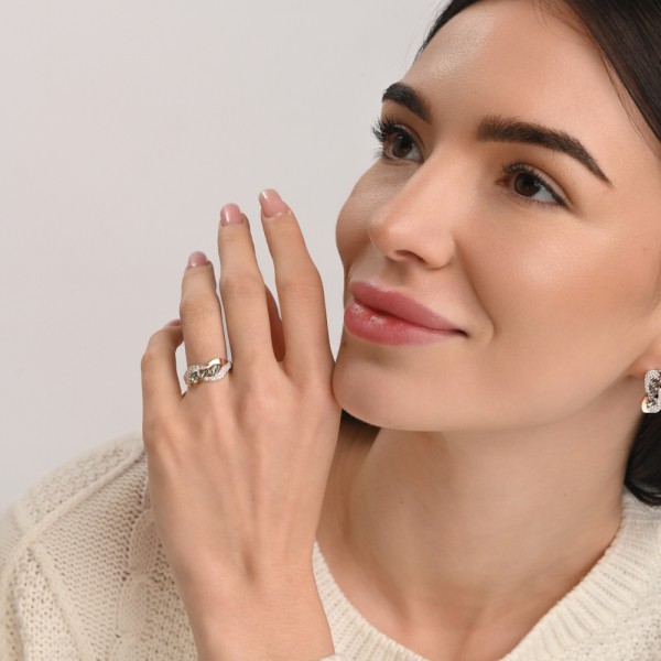 Серебряный гарнитур с золотыми пластинами