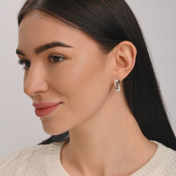 Серебряные серьги с золотыми пластинами