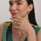 Срібний комплект прикрас( Браслет, сережки та каблучка)