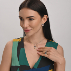 Серебряное кольцо с золотыми вставками