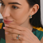 Серебряное кольцо с золотыми вставками