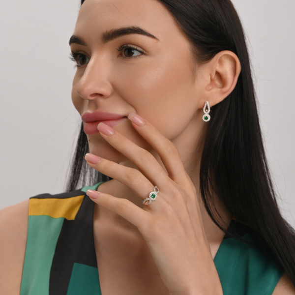 Серебряный набор с золотыми пластинами