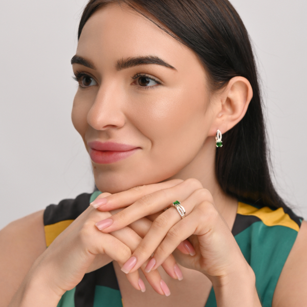 Серебряный набор с золотыми вставками