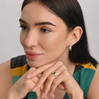 Серебряное кольцо с золотыми вставками