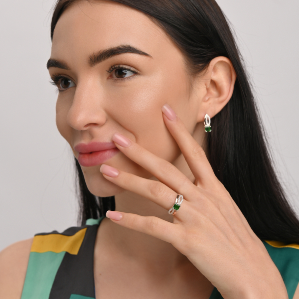 Серебряный набор с золотыми вставками