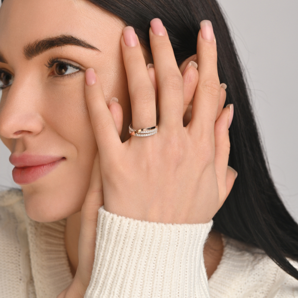 Серебряный комплект с золотыми пластинами