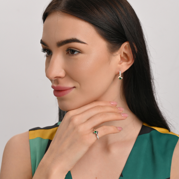 Серебряный набор с золотыми вставками