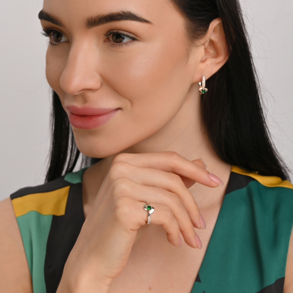 Серебряный набор с золотыми вставками