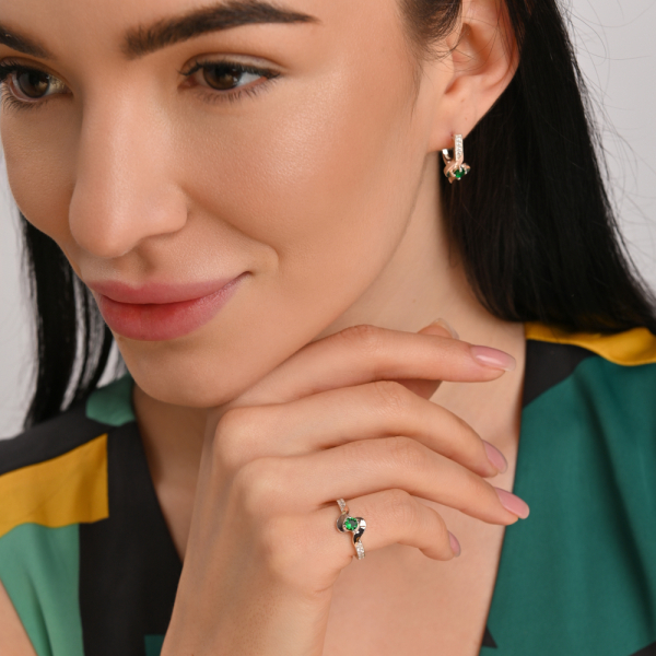 Серебряный набор с золотыми вставками