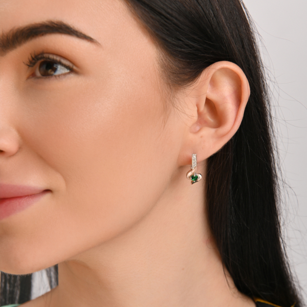 Серебряные серьги с золотыми вставками