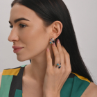 Серебряное кольцо с золотыми вставками