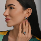 Серебряное кольцо с золотыми вставками