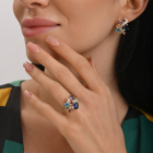 Серебряное кольцо с золотыми вставками