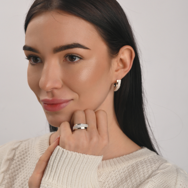 Серебряный набор с золотыми пластинами