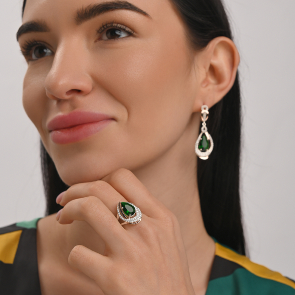 Серебряный набор с золотыми пластинами