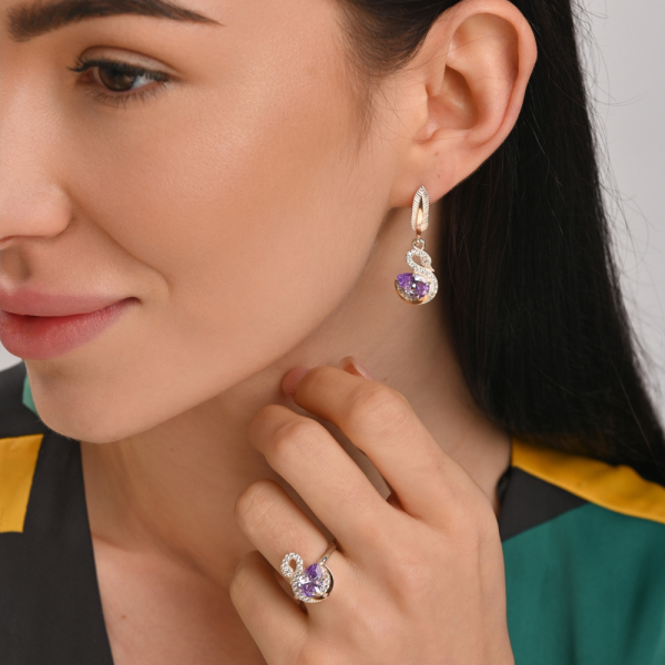 Серебряный набор с золотыми пластинами