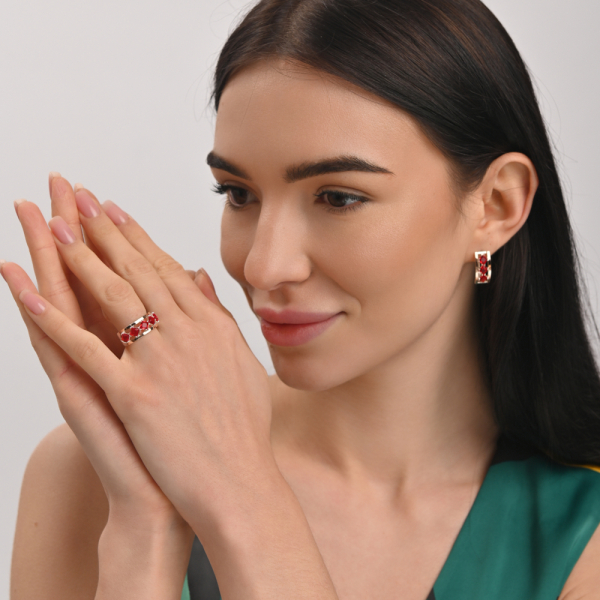 Серебряный набор с золотыми пластинами