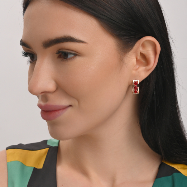 Срібні сережки з золотими вставками