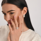 Серебряное кольцо с золотыми вставками