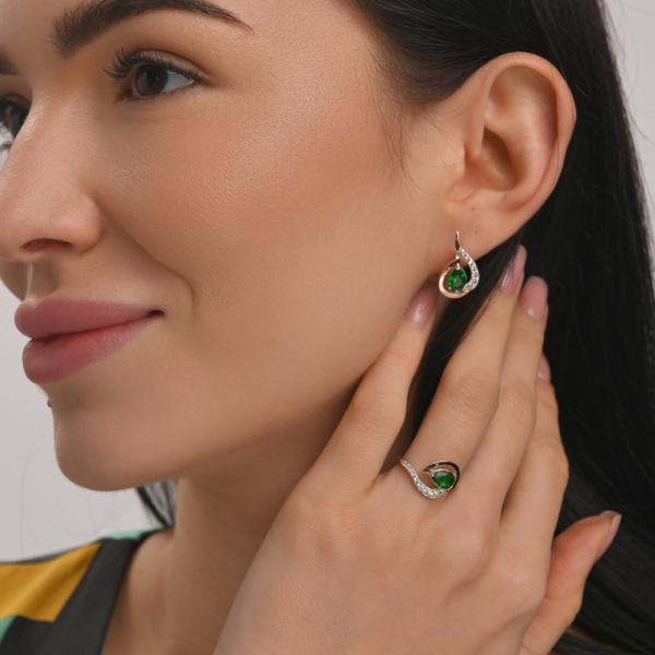 Серебряный набор с золотыми пластинами