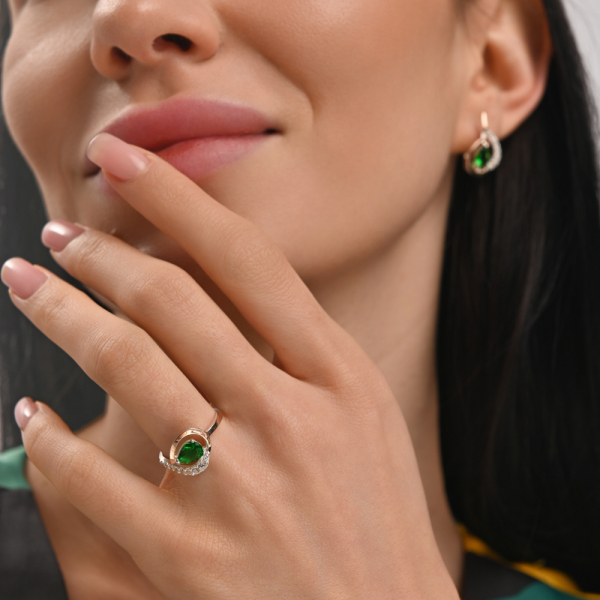 Серебряный набор с золотыми пластинами