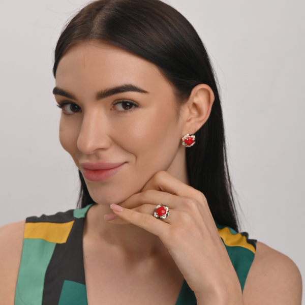 Серебряный набор с золотыми пластинами