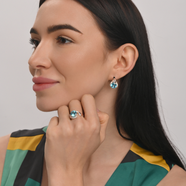 Серебряный набор с золотыми пластинами