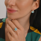 Срібна каблучка з золотими вставками