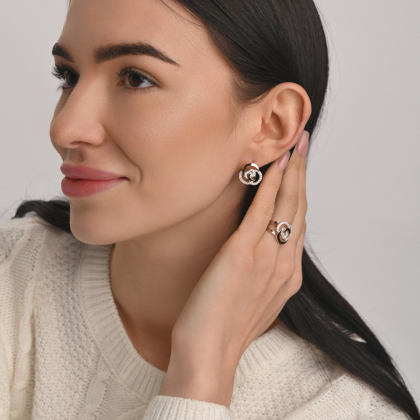 Серебряный набор с золотыми пластинами