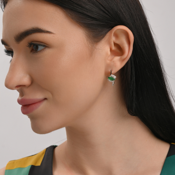 Срібні сережки з золотими вставками