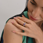 Срібна каблучка з золотими вставками