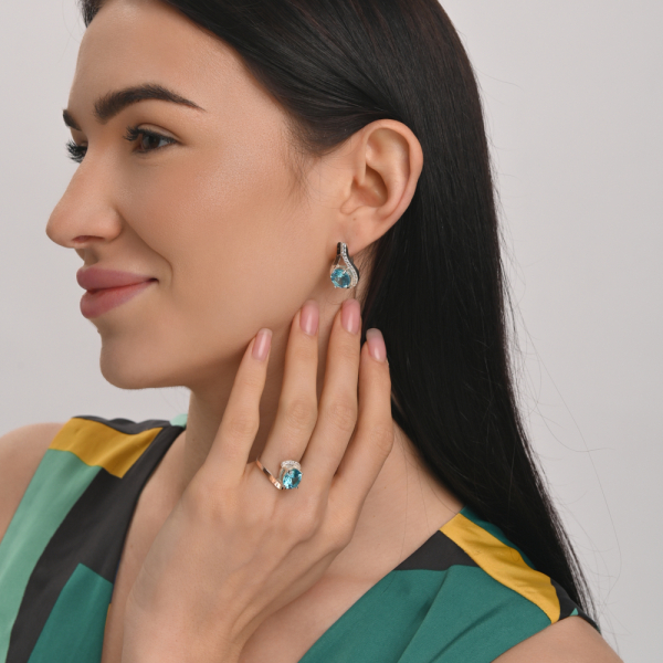 Серебряный набор с золотыми пластинами