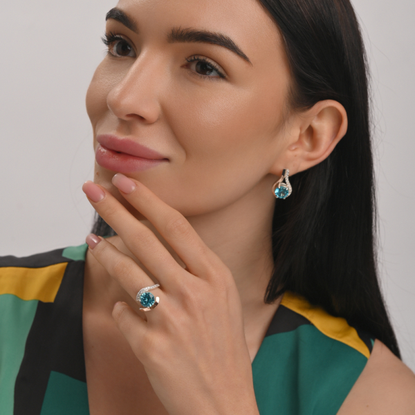 Серебряный набор с золотыми пластинами