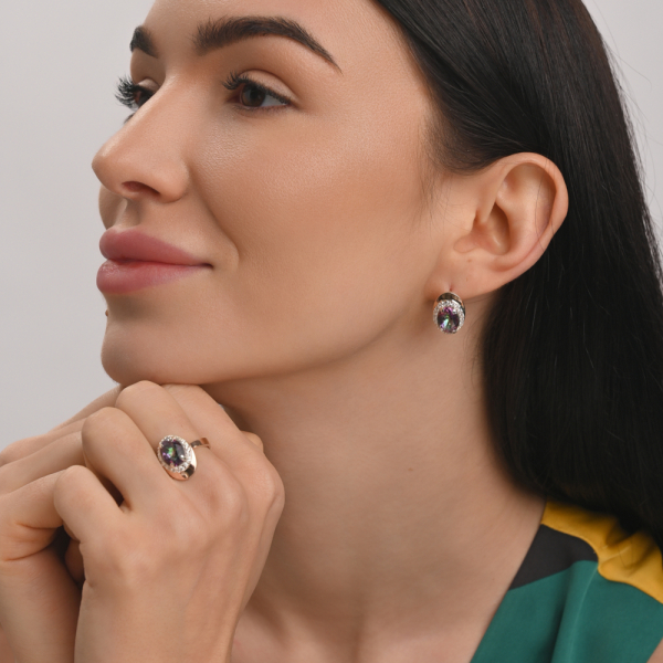 Срібні сережки з золотими пластинами